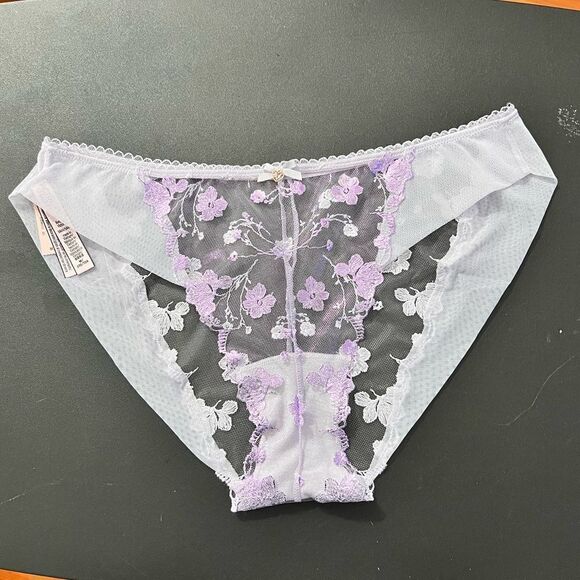 Victorias Secret Supersoft Body Sexy Sheer floral Embroidery mesh Bikini Purple - Picture 8 of 10